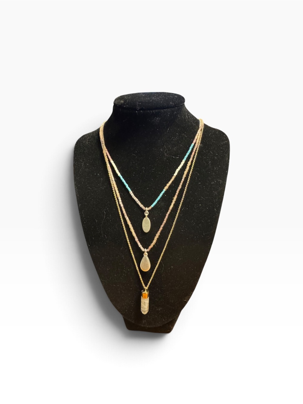 Lucky Brand Two-Tone Beaded Layered Pendant Necklace